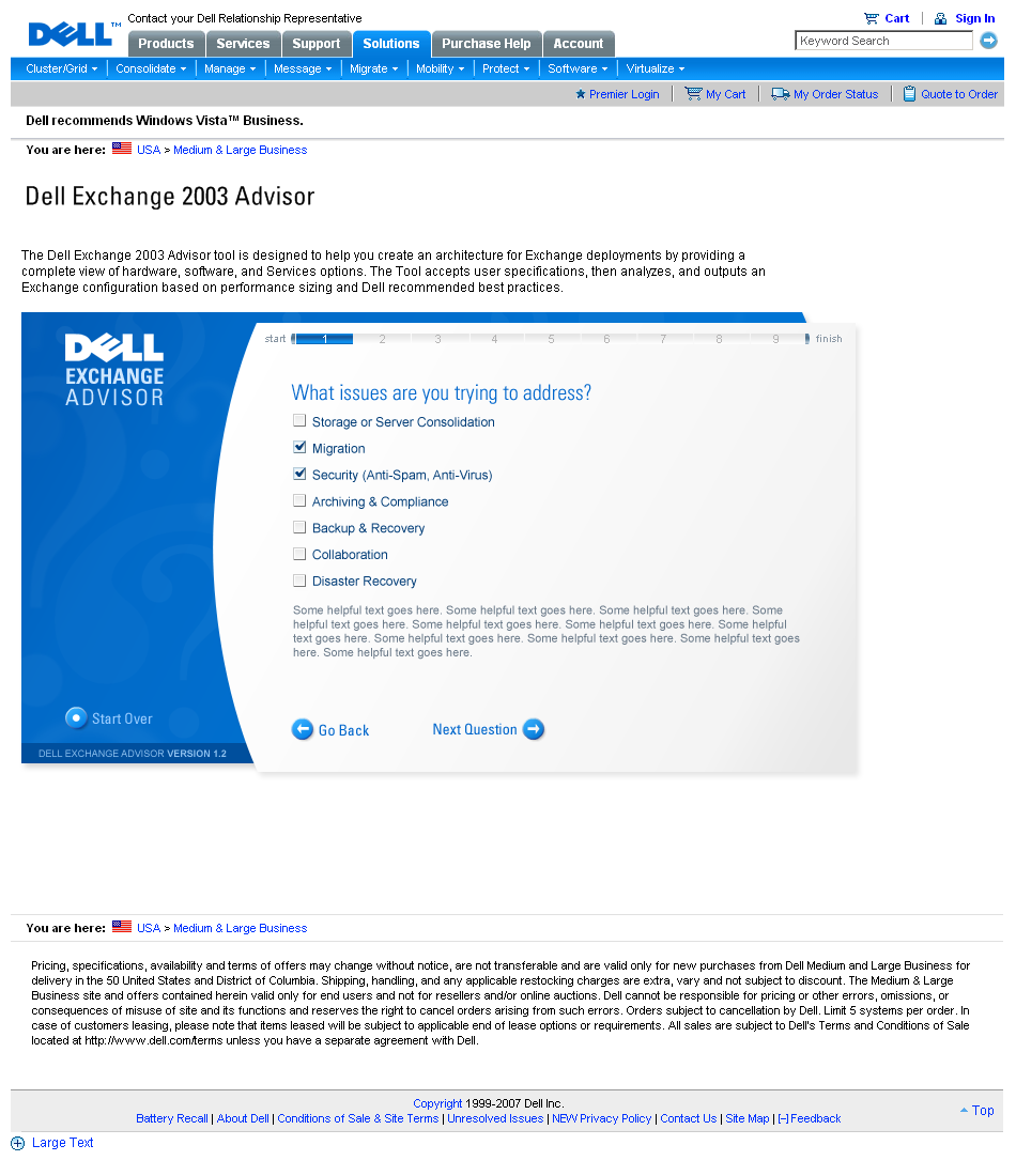 The Dell Exchange Advisor as seen in context on dell.com