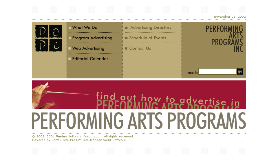 Performace Arts Programs Website Design 1
