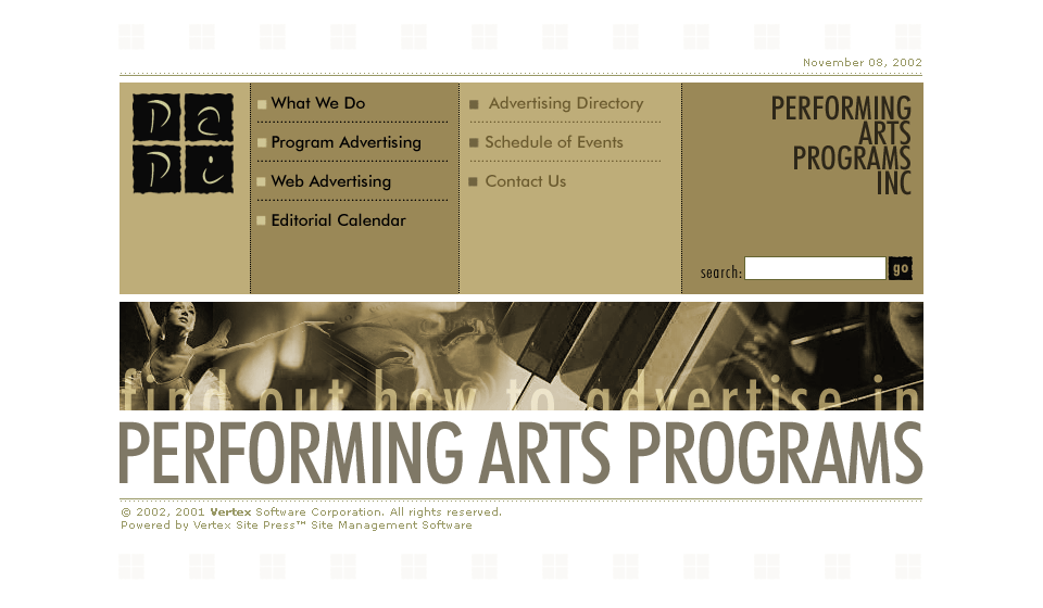 Performace Arts Programs Website Design