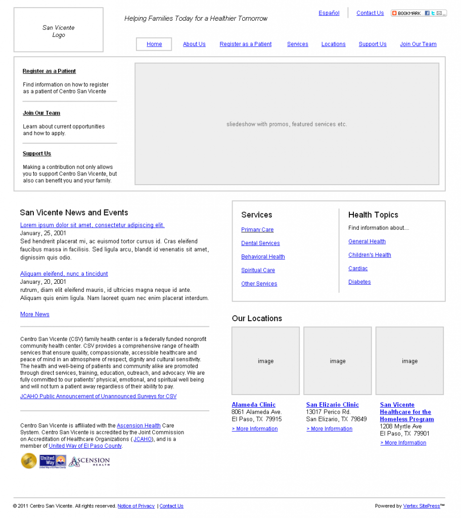 CSV UX Wireframe - Home