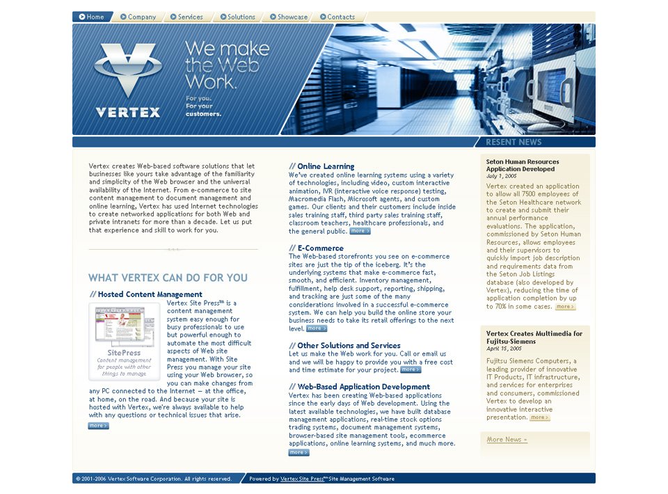 Vertex.com website design 1